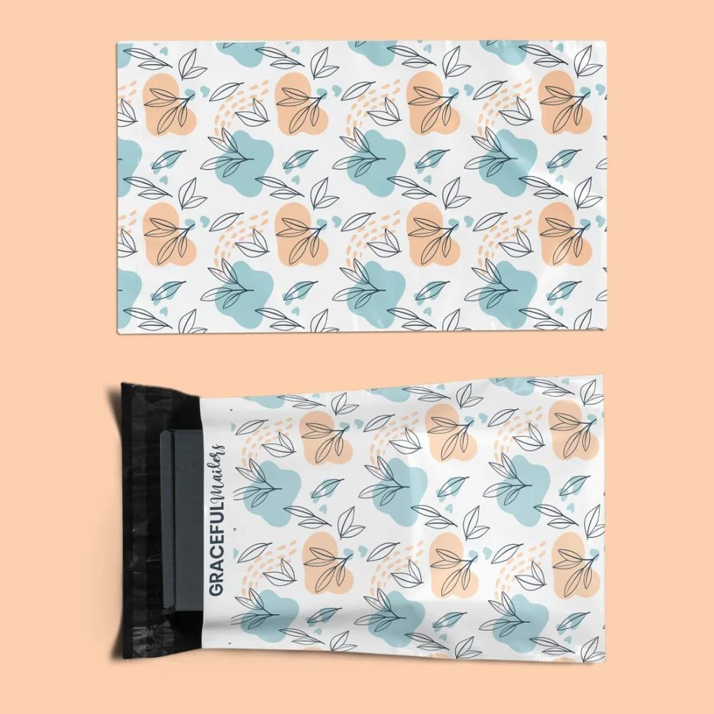 Faithful Floral 10x13 Custom Poly Mailer Envelopes Graceful Spring Leaves